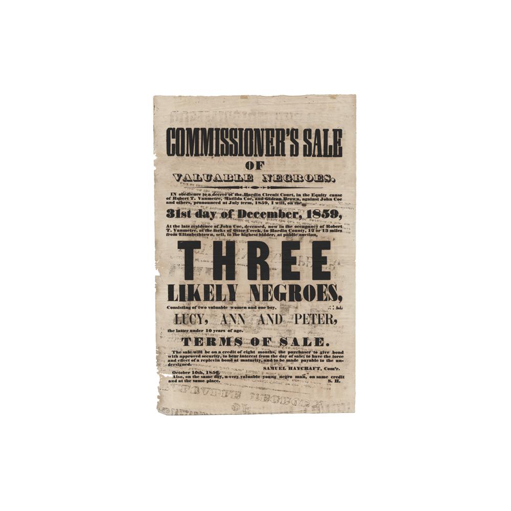 Image: Commissioner's Sale of Three Likely Negroes