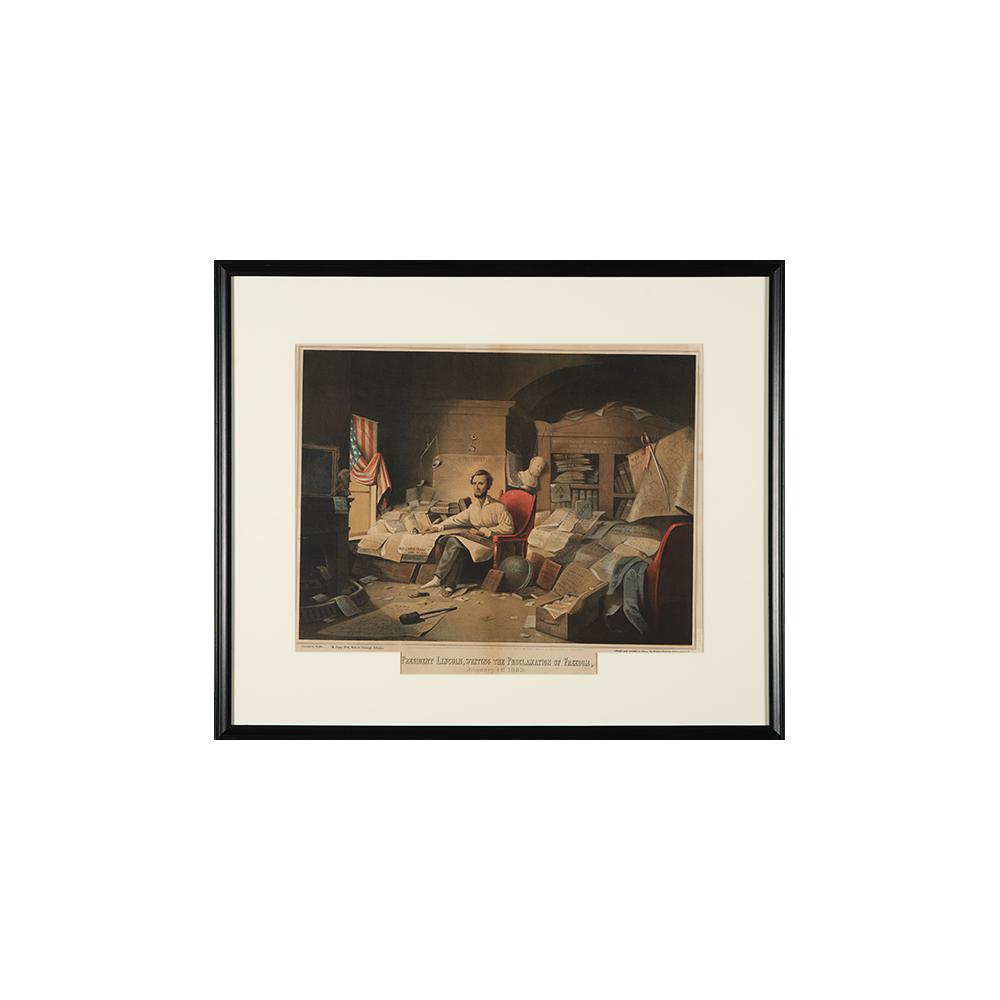 Image: President Lincoln writing the Proclamation of Freedom, January 1, 1863