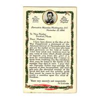 Image: Postcard of Mrs. Bixby's Letter