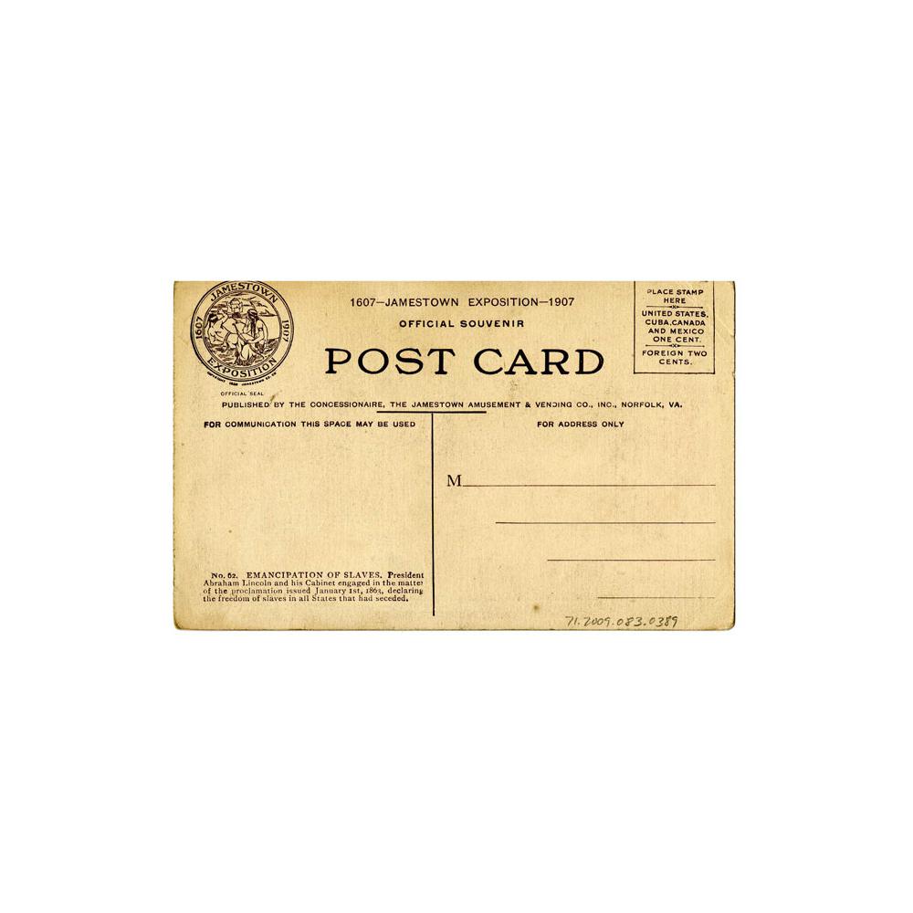 Image: Color postcard of Emancipation of Slaves