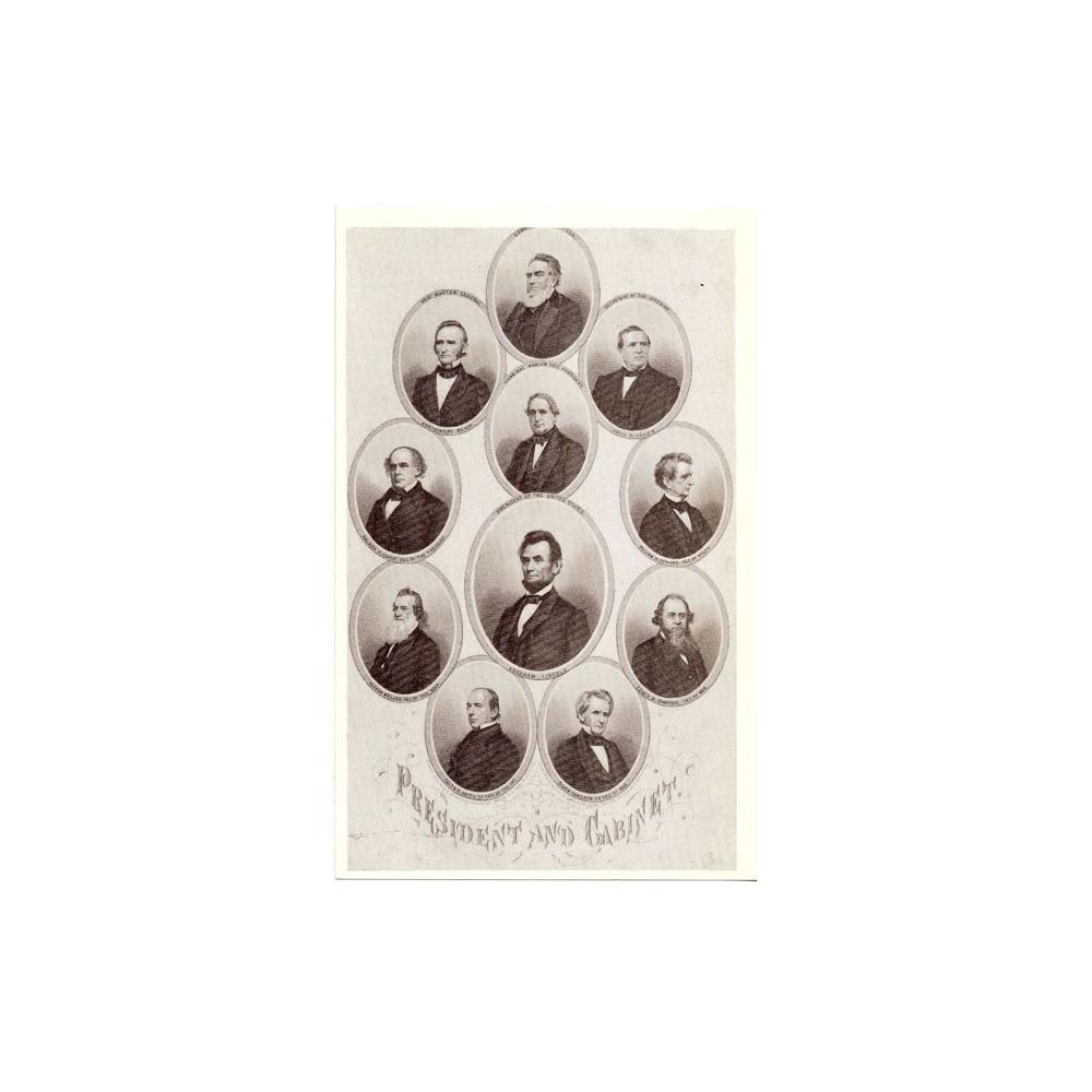 Image: Black and white postcard of Abraham Lincoln and his Cabinet