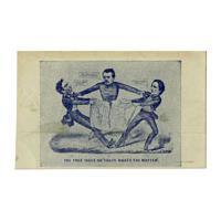 Image: Postcard of a George McClellan, Abraham Lincoln, and Jefferson Davis cartoon