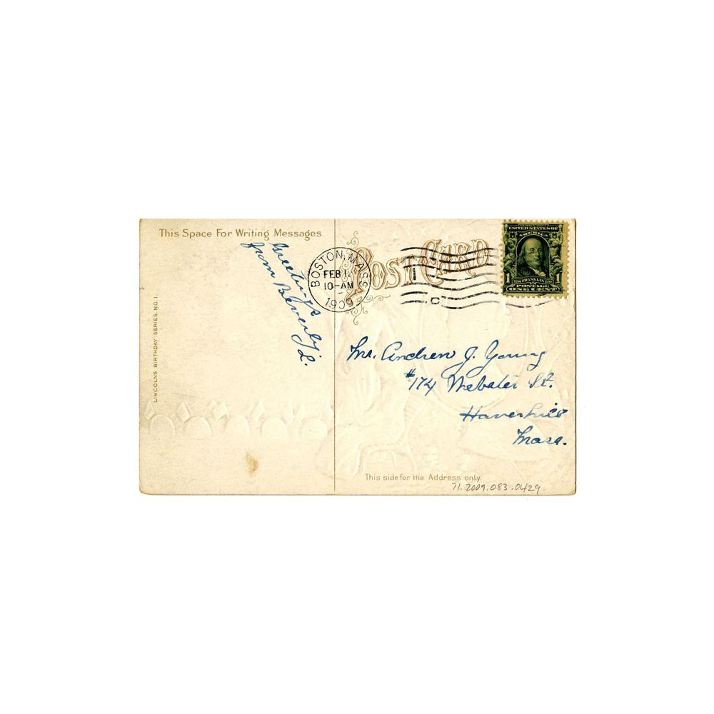 Image: Postcard of Mrs. Bixby's Letter