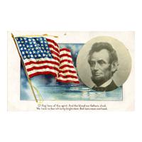 Image: Abraham Lincoln and Flag postcard