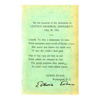 Image: Poem Written for the Lincoln Memorial Monument