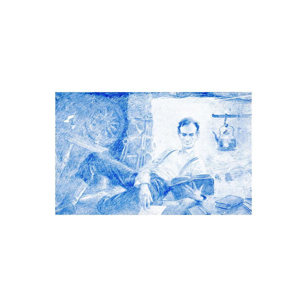 Image: Abraham Lincoln Studying by Firelight