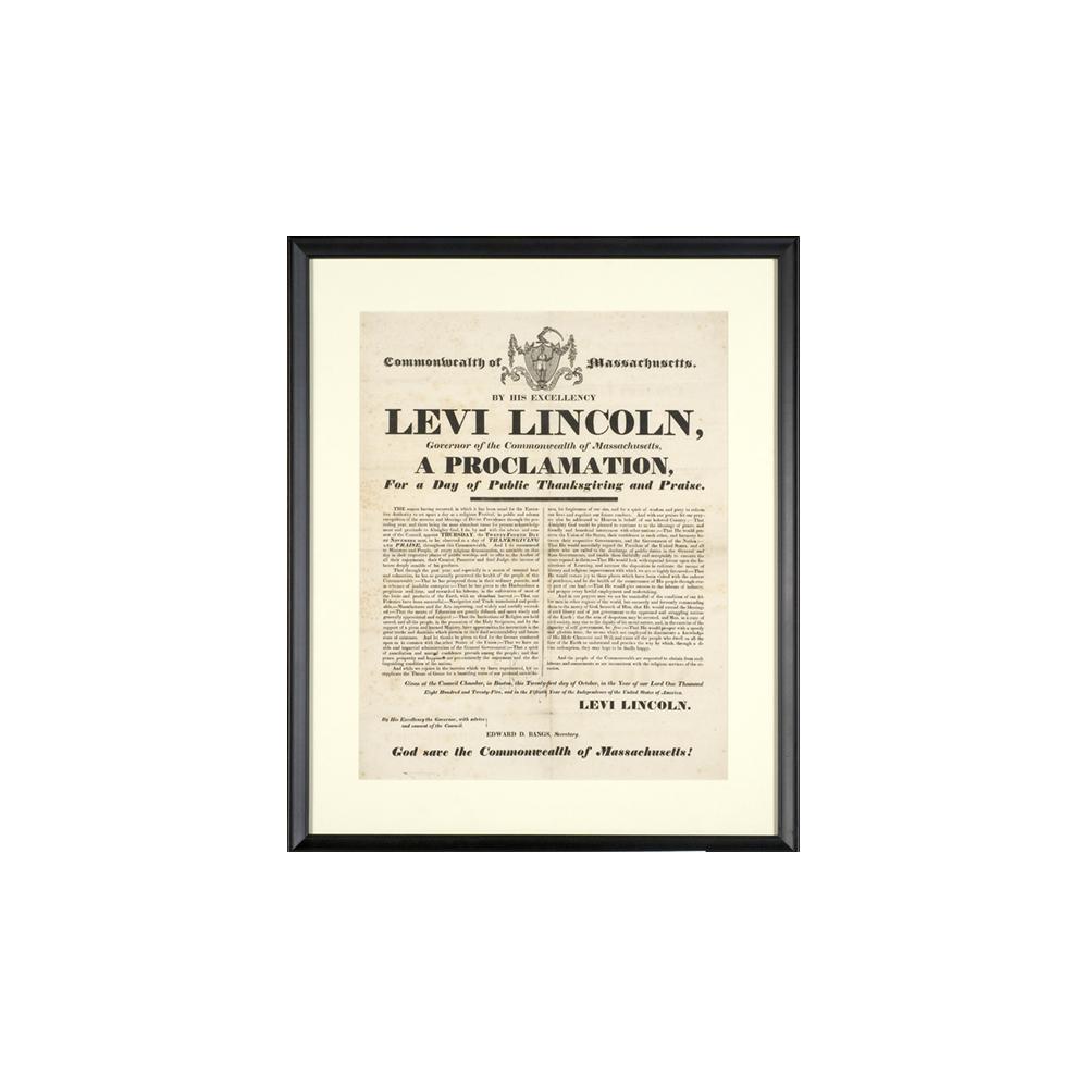 Image: Thanksgiving Proclamation by Governor Levi Lincoln