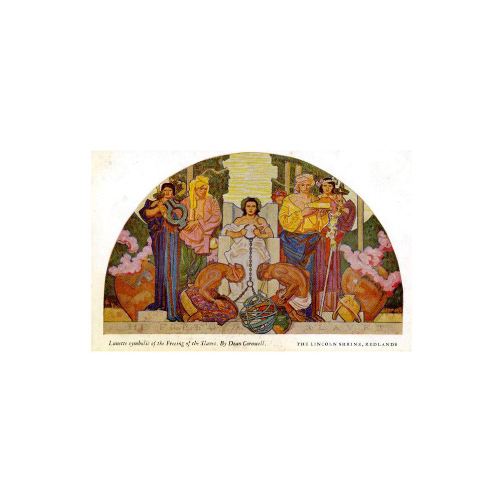 Image: Lunette Symbolic of the Freeing of the Slaves. By Dean Cornwell. The Lincoln Shrine, Redlands