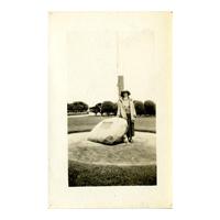 Image: Woman at the Lincoln Centennial Memorial Boulder