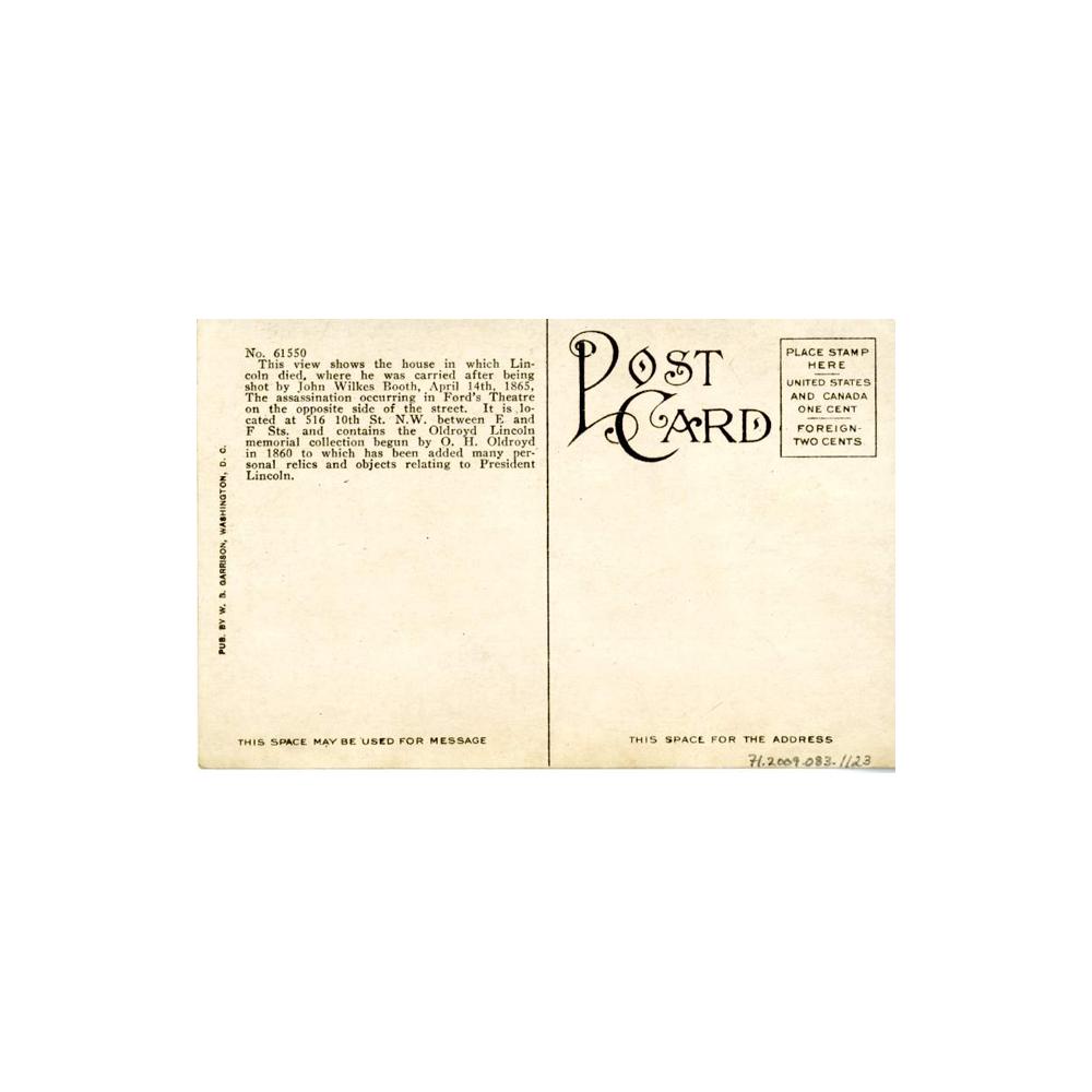 Image: The House in which Lincoln Died, Washington, D. C.