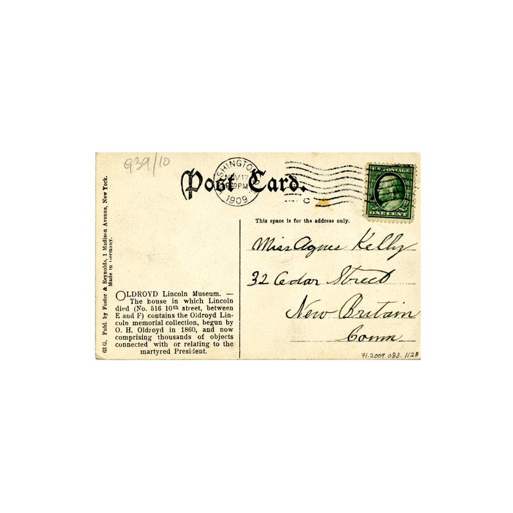 Image: Oldroyd Lincoln Museum, 516 - 10th. St., N. W., Washington, D. C. House where Lincoln died.