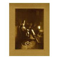 Image: Lincoln seated before a stove