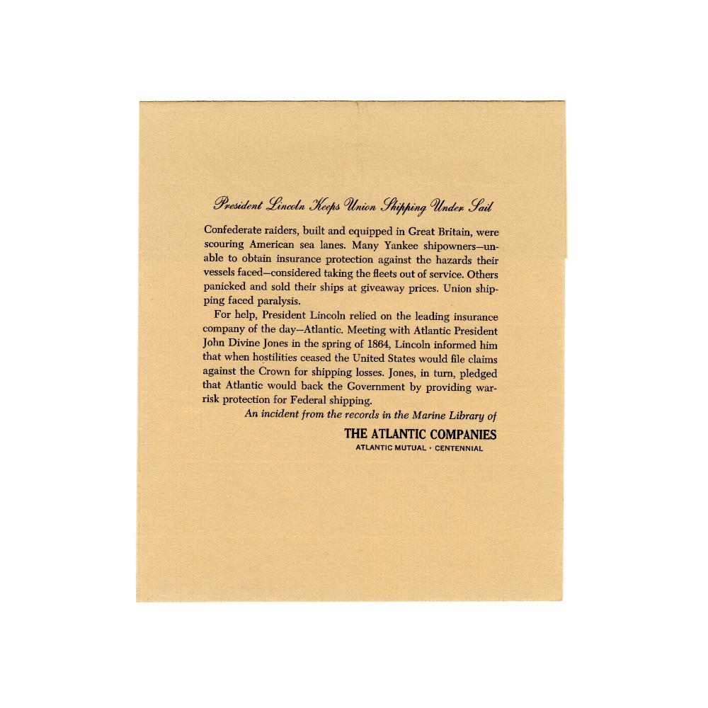 Image: President Lincoln Keeps Union Shipping Under Sail - 1864