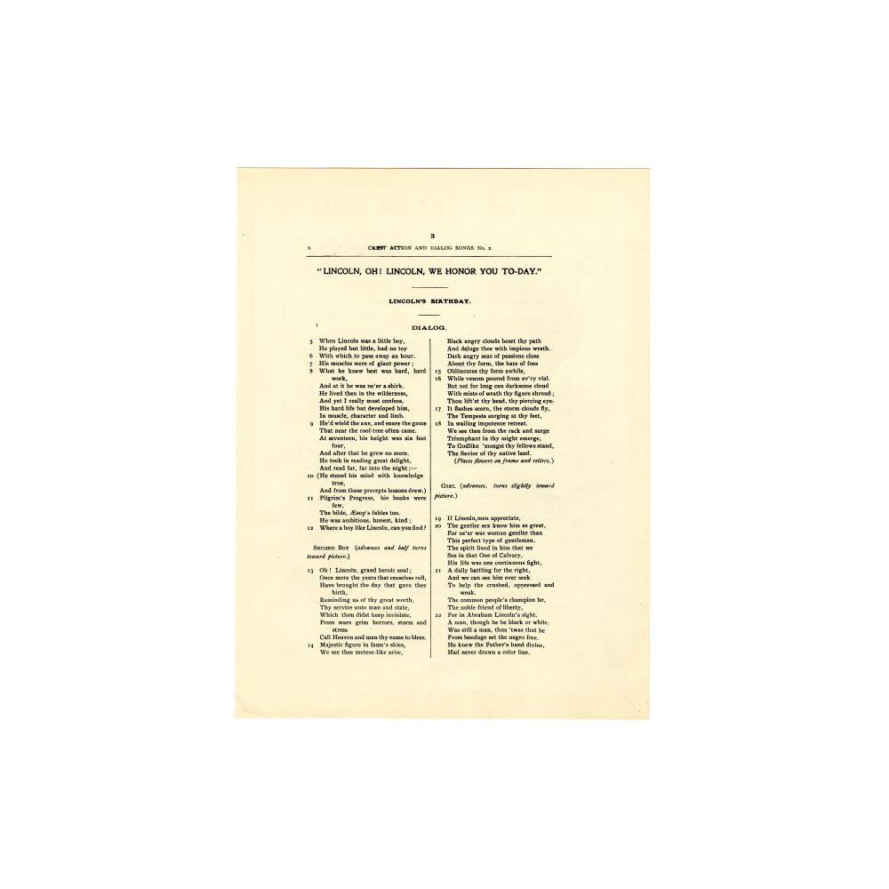 Image: Lincoln, Oh! Lincoln, We Honor You Today