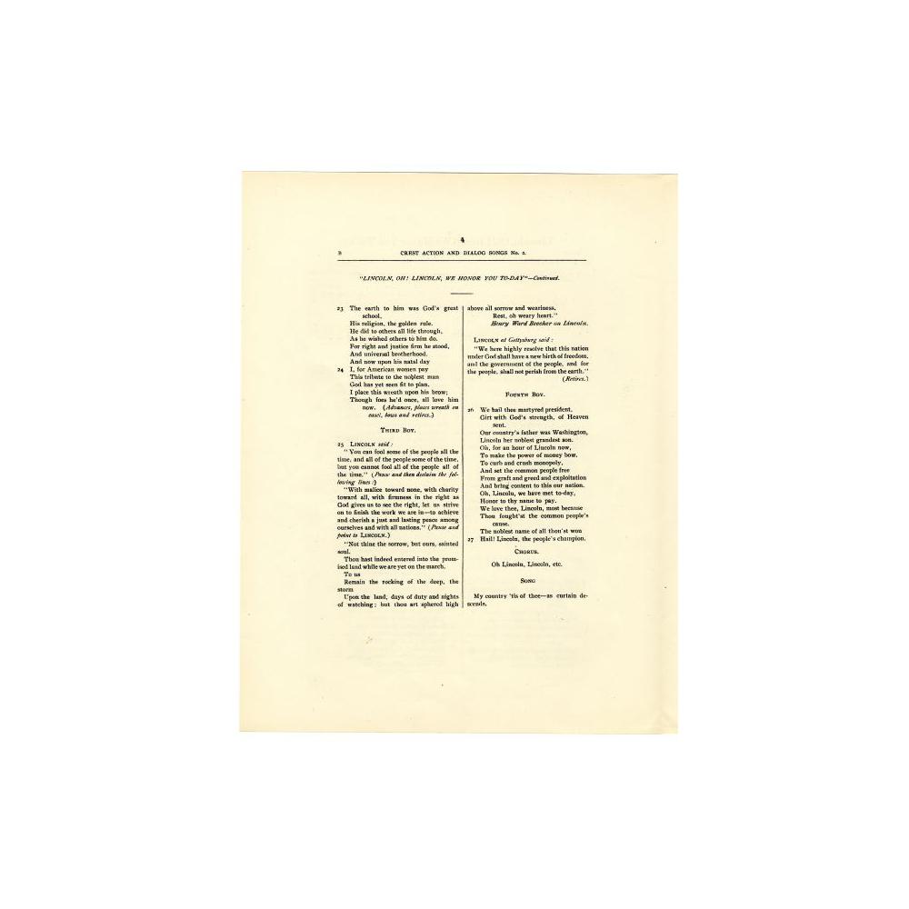 Image: Lincoln, Oh! Lincoln, We Honor You Today