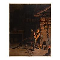 Image: Boy Lincoln reading by firelight