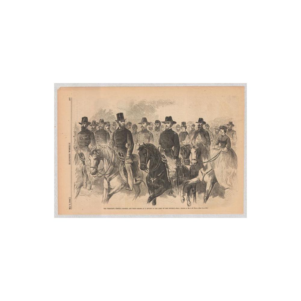 Image: The President, General Hooker, and Their Staffs at a Review in the Army of the Potomac