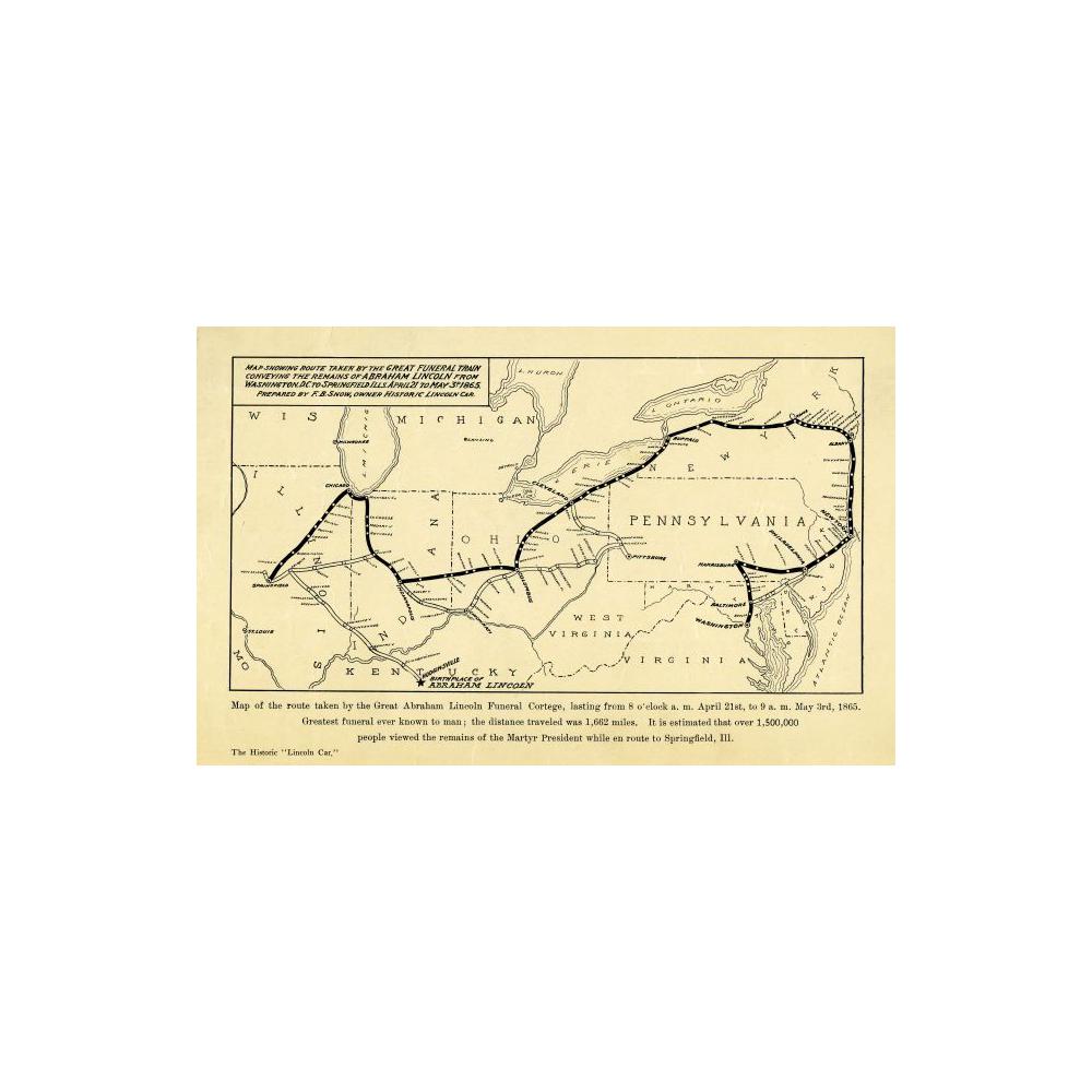 Image: Map of the Route of the Abraham Lincoln Funeral Cortege