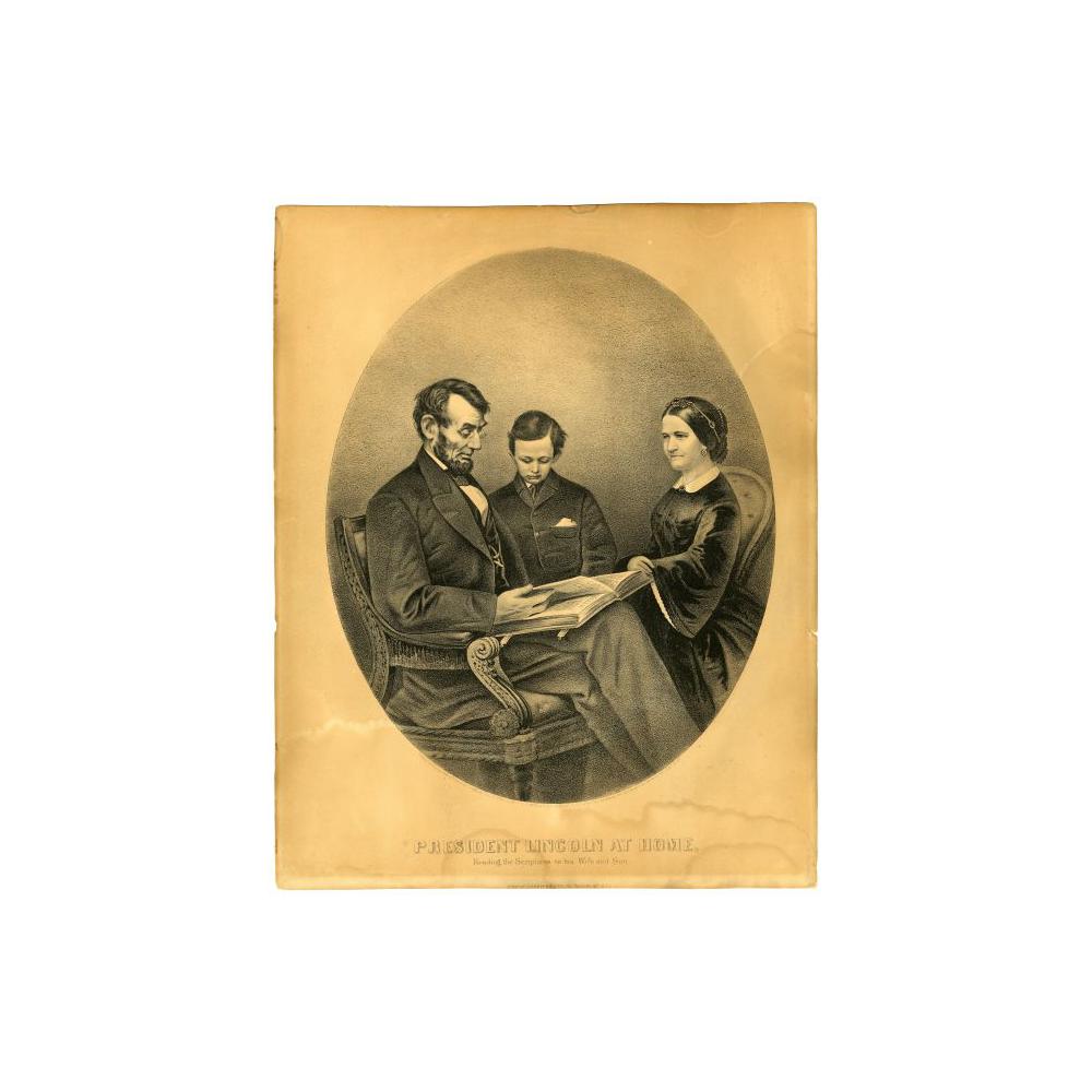 Image: President Lincoln at Home Reading the Scriptures to His Wife and Son