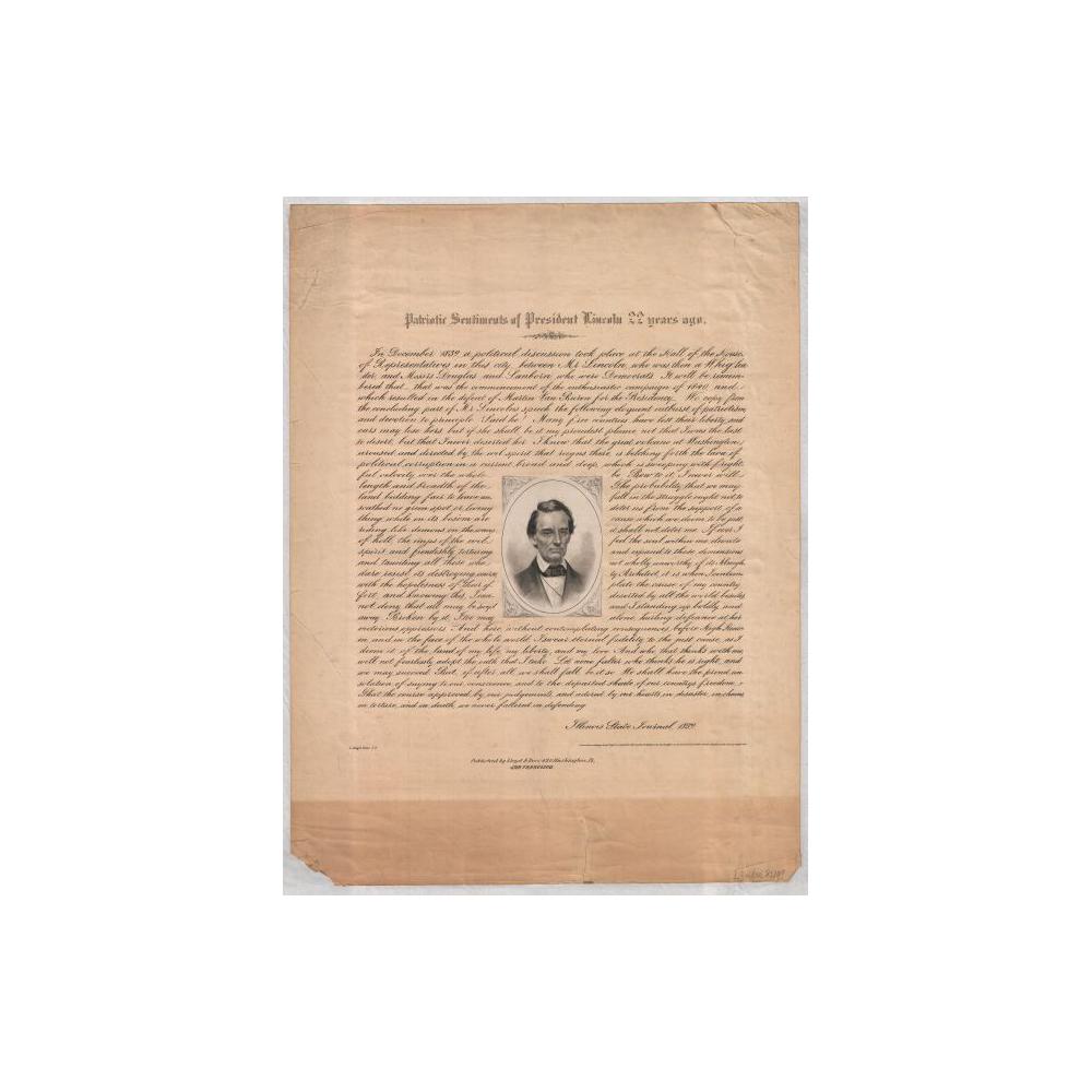Image: Patriotic Sentiments of President Lincoln 22 years ago