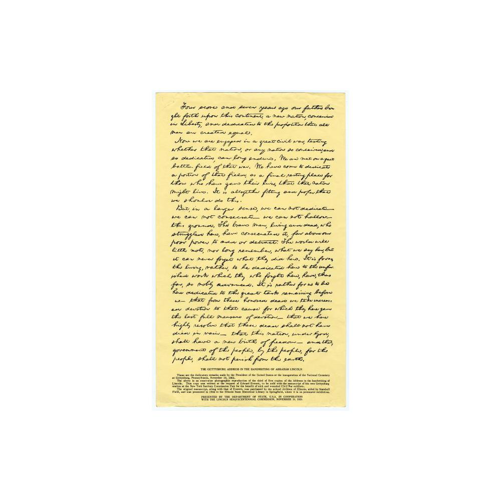 Image: Gettysburg Address print