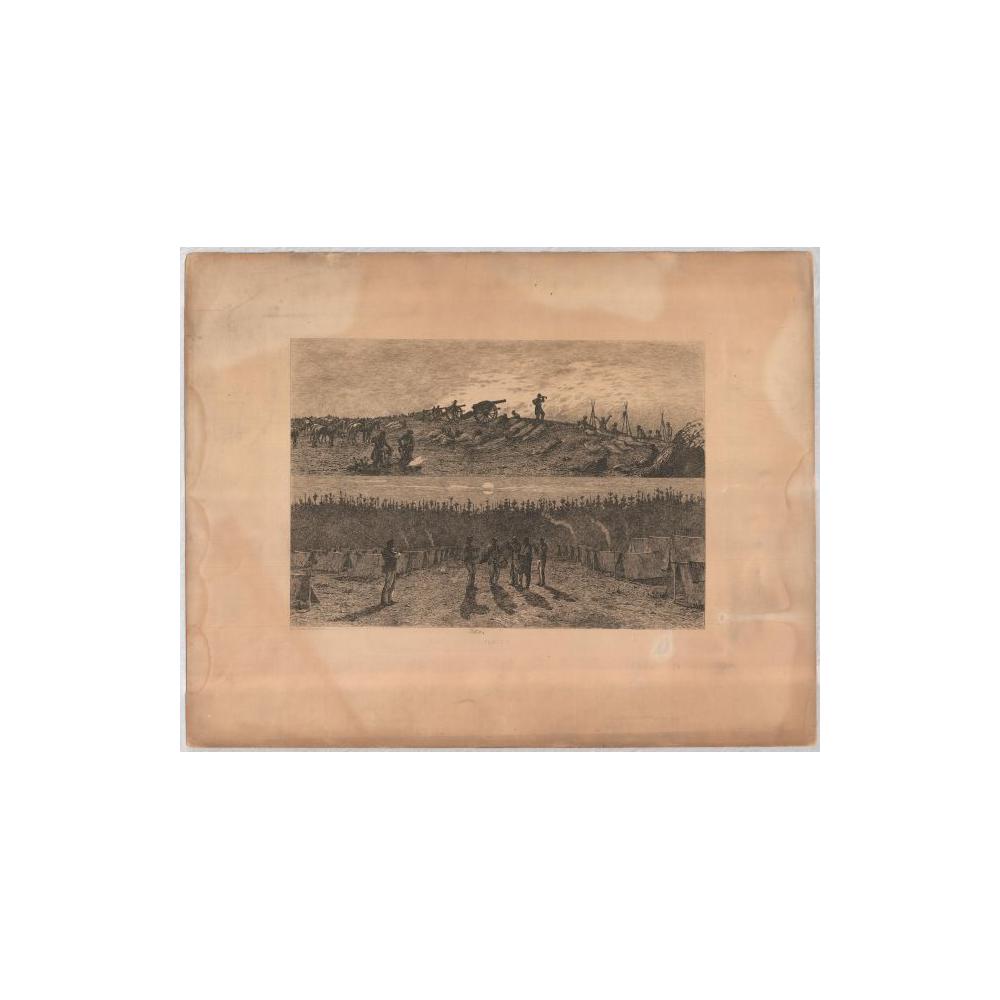 Image: Plate 1: Reveille on the Line of Battle / Tattoo in Camp