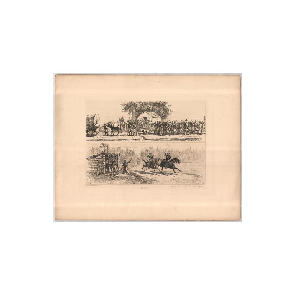 Image: Plate 6: Thirsty Crowd at the Old Spring House & Newspapers for the Army