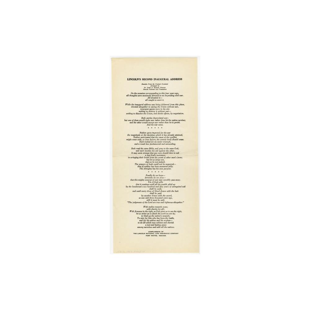 Image: Lincoln's Second Inaugural Address