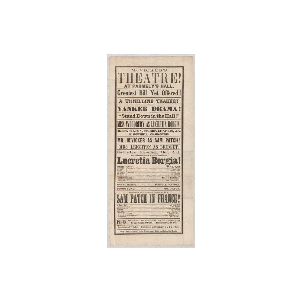 Image: McVicker's Theatre playbill