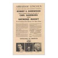 Image: Cavalcade radio program mailer for Abraham Lincoln drama
