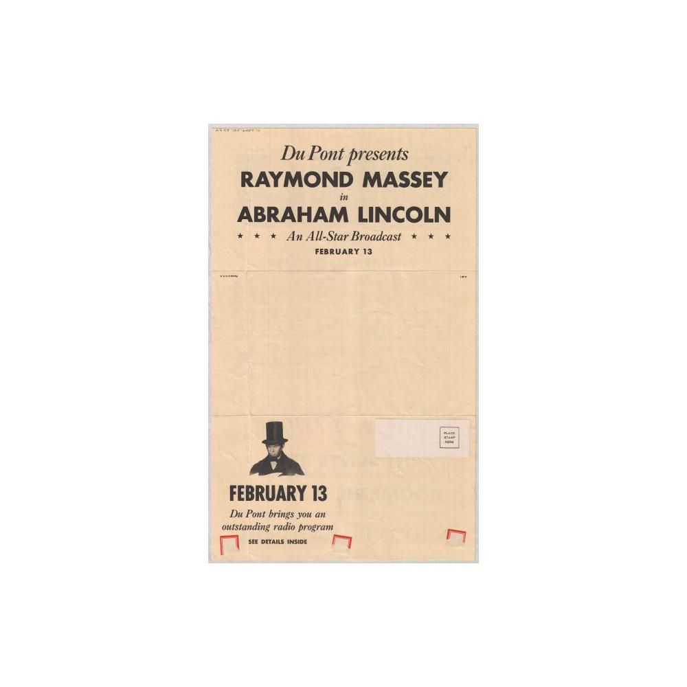 Image: Cavalcade radio program mailer for Abraham Lincoln drama