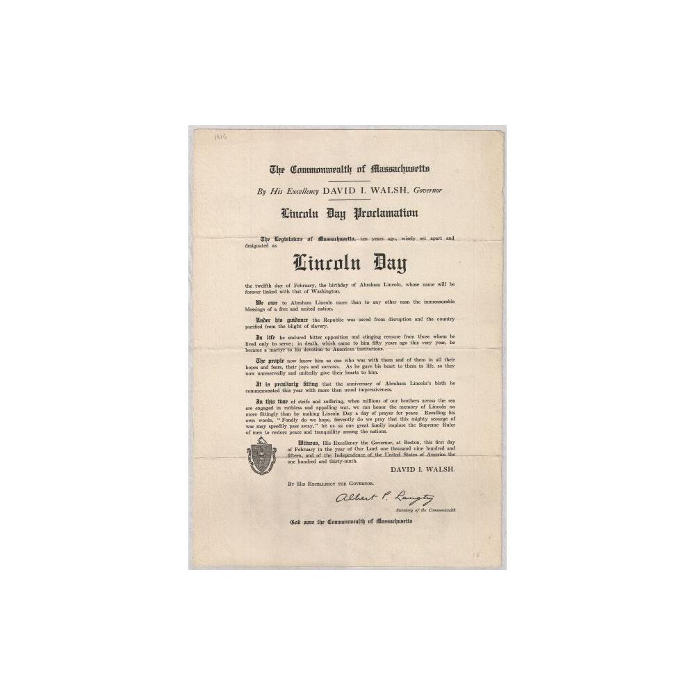 Image: Lincoln Day Proclamation