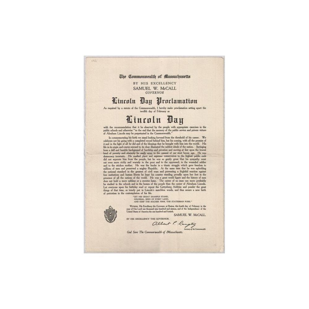 Image: Lincoln Day Proclamation
