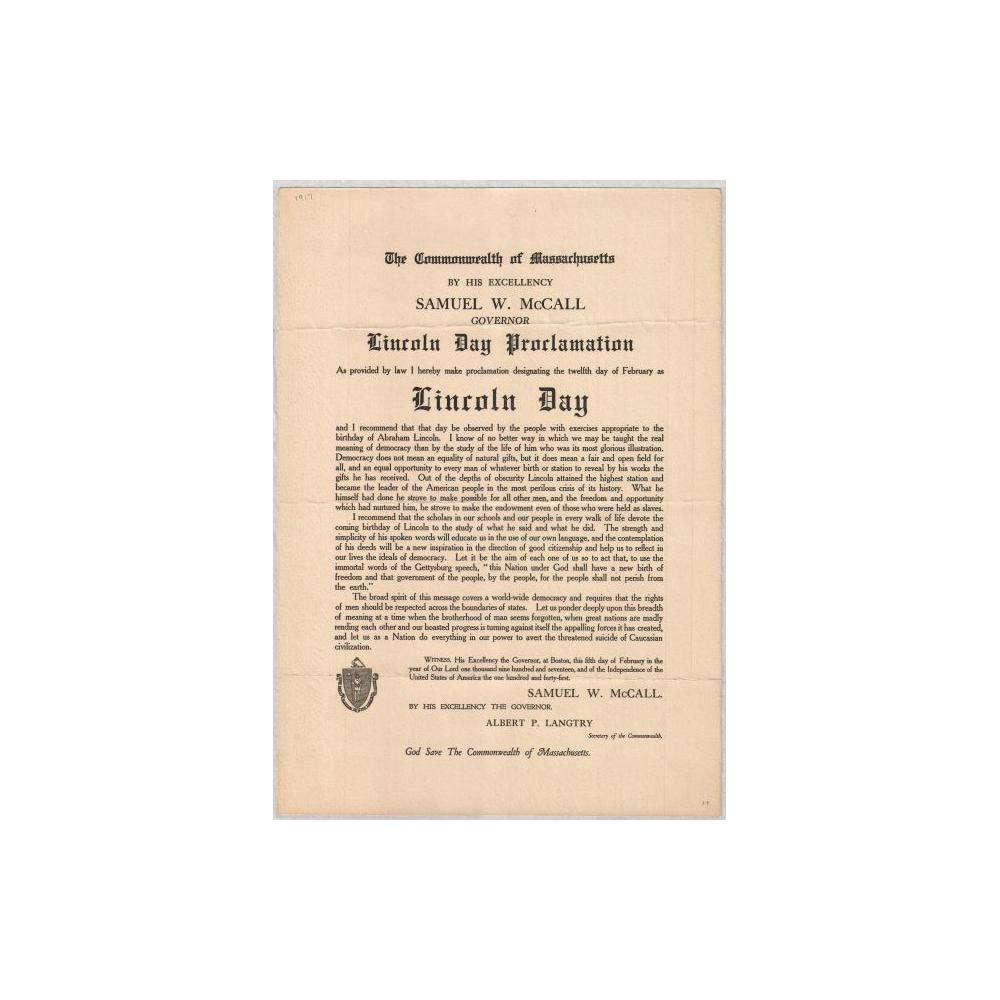 Image: Lincoln Day Proclamation