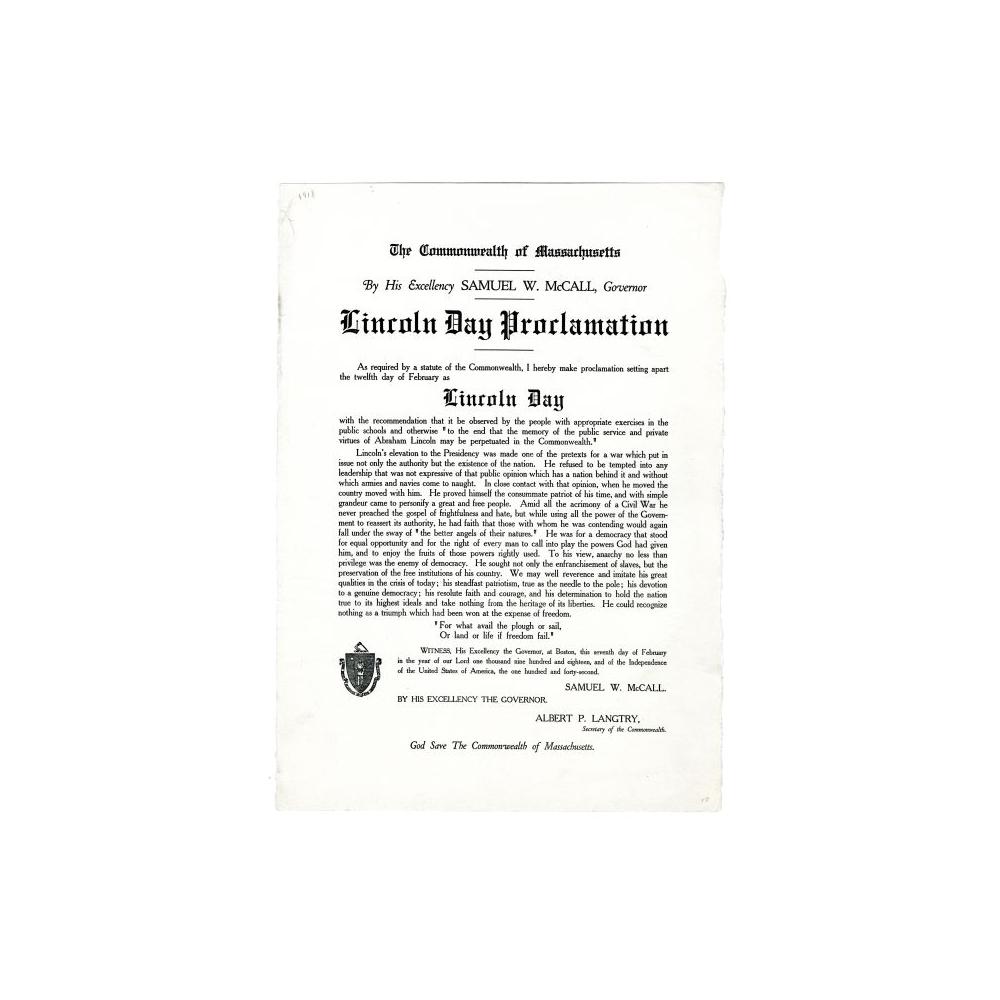 Image: Lincoln Day Proclamation