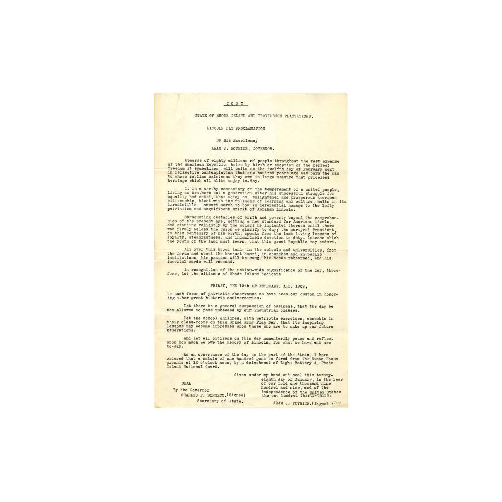 Image: Lincoln Day Proclamation