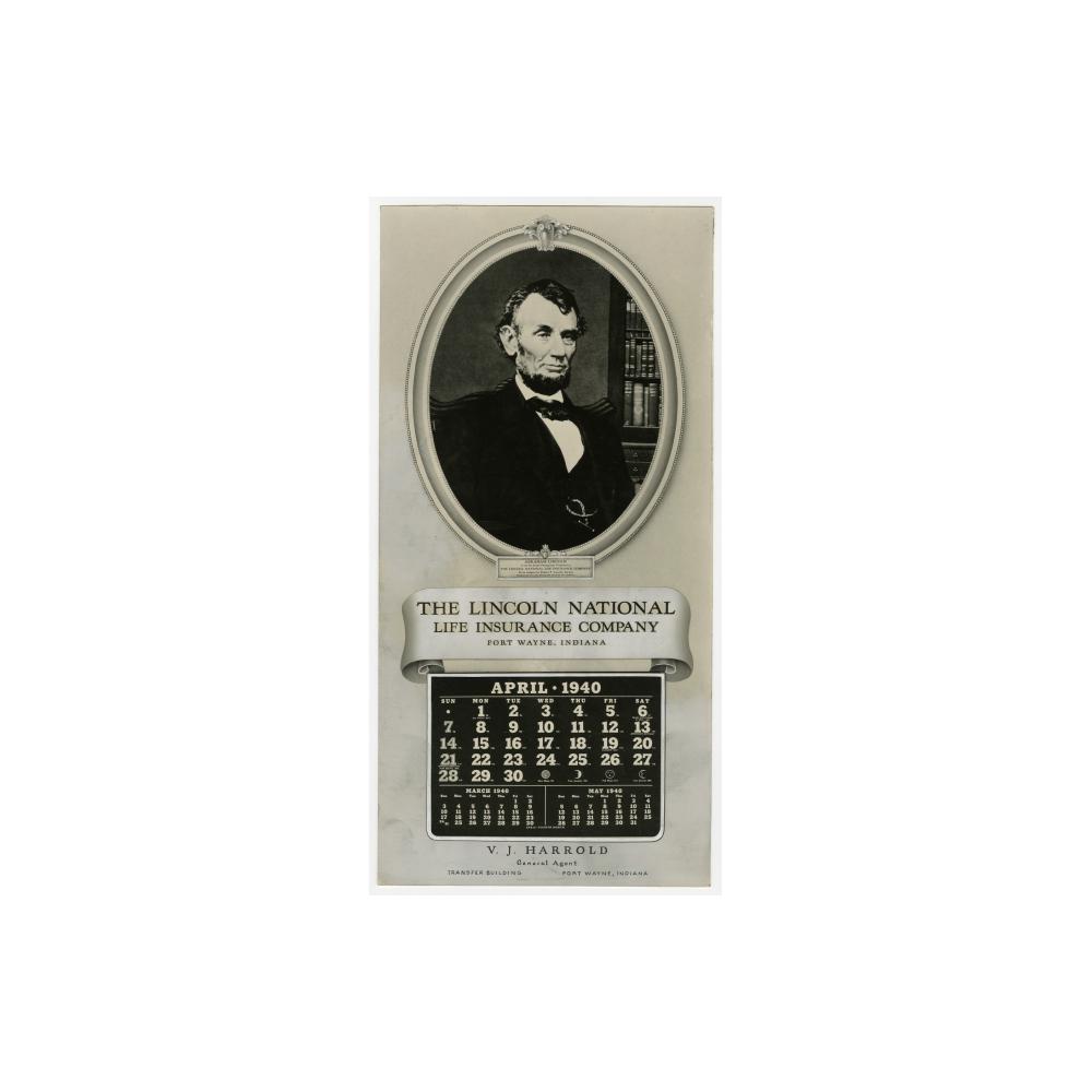 Image: 1940 Calendar for Lincoln National Life Insurance Company