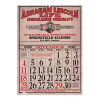 Image: 1928 November Abraham Lincoln Life Insurance Company wall calendar