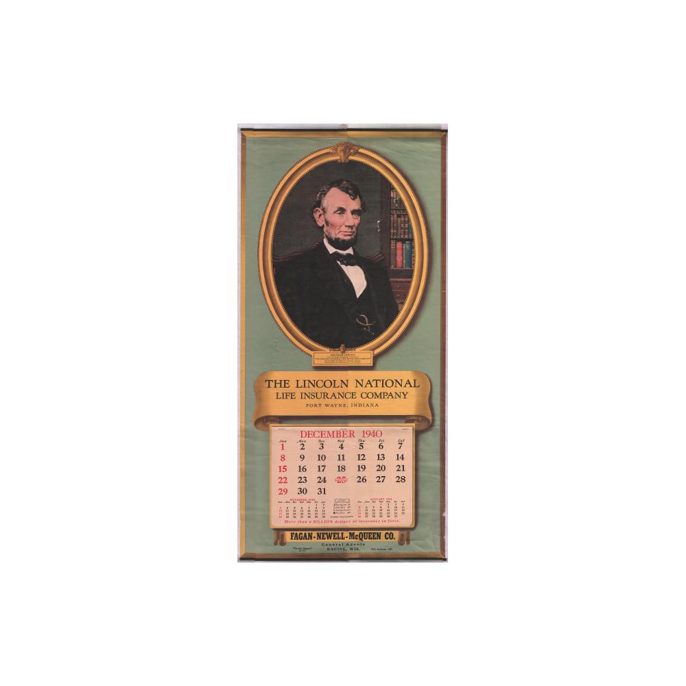 Image: 1941 Wall Calendar for Lincoln National Life Insurance Company