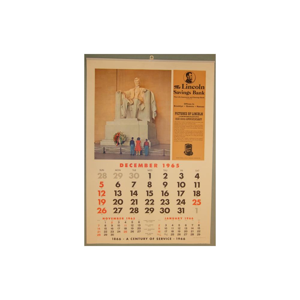 Image: 1966 Lincoln Savings Bank wall calendar