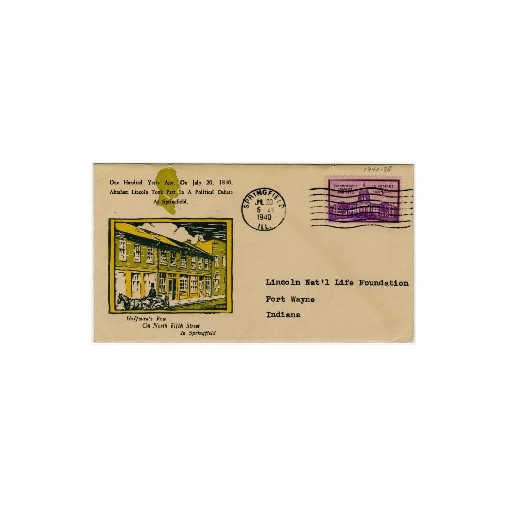 Image: Commemorative cachet for Lincoln speech at Springfield, Illinois