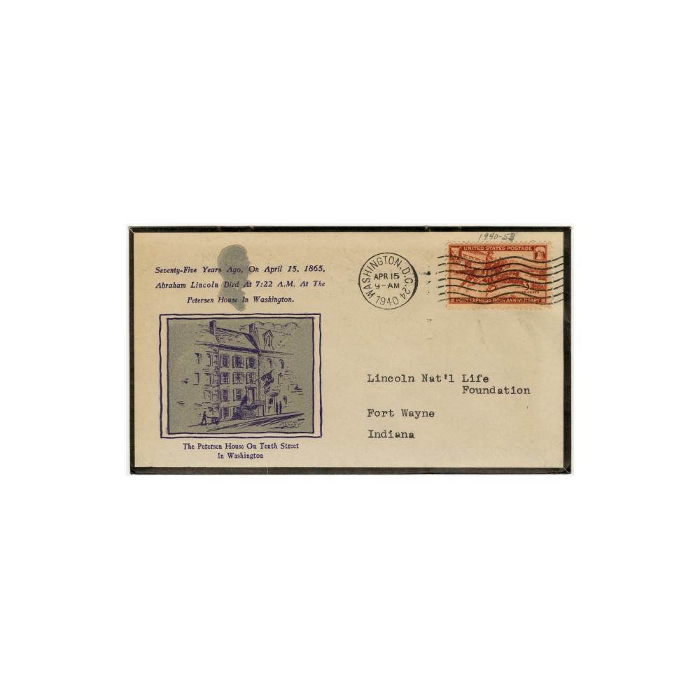 Image: Commemorative cachet for time and place of Lincoln's death