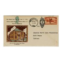 Image: Commemorative cachet for Lincoln's 1840 speech delivered at Belleville