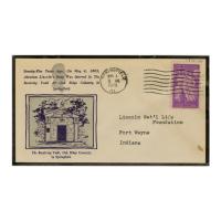 Image: Commemorative cachet for the 75th Anniversary of the Burial of Lincoln