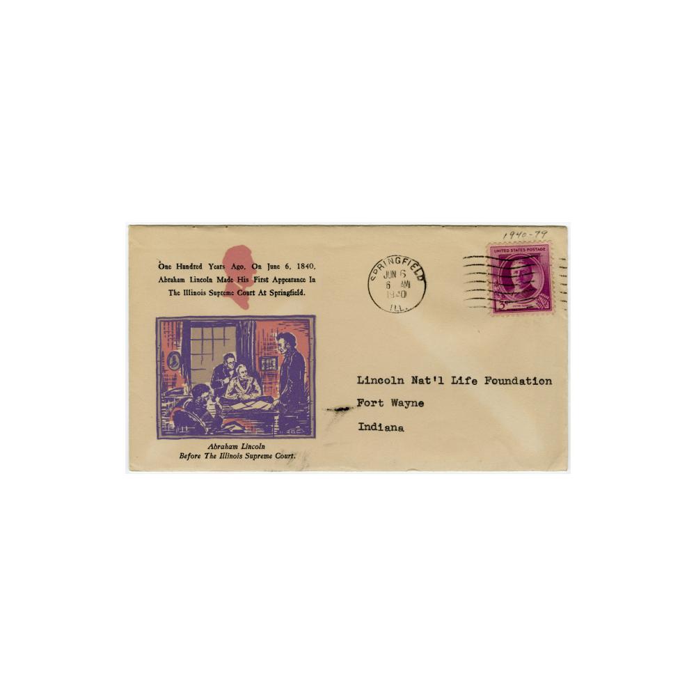 Image: Commemorative cachet for Lincoln's Admission to the Illinois Supreme Court