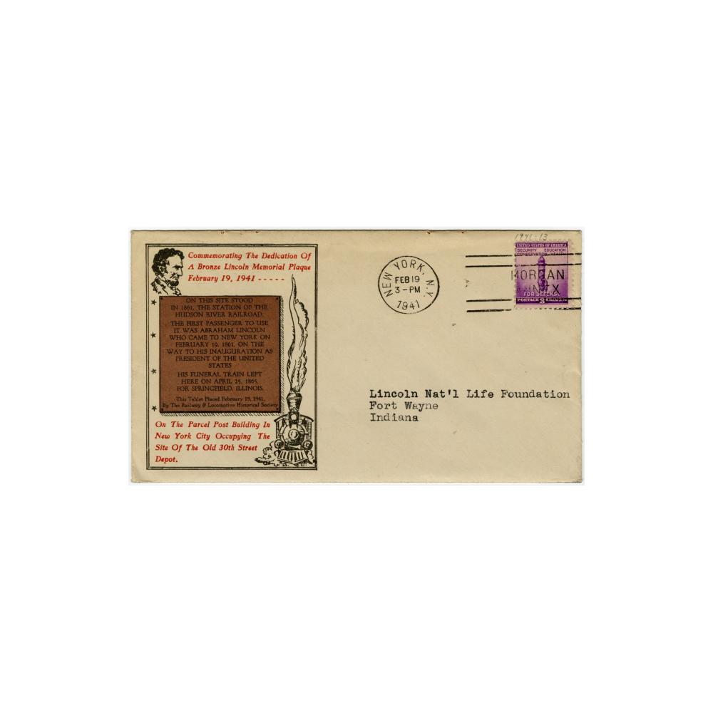 Image: Commemorative cachet for the Dedication of a Lincoln Memorial Plaque