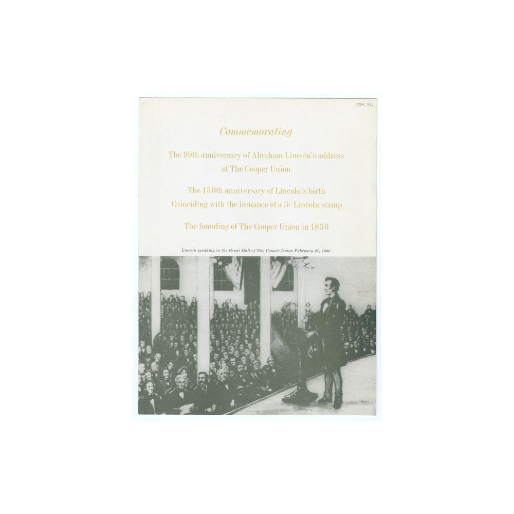 Image: Lincoln 3-cent Postage Stamp in Cooper Union Souvenir Program