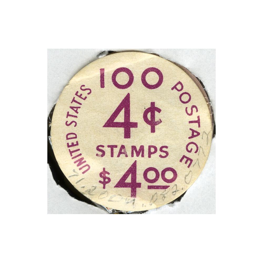 Image: Roll of 100 4-cent  Lincoln postage stamps