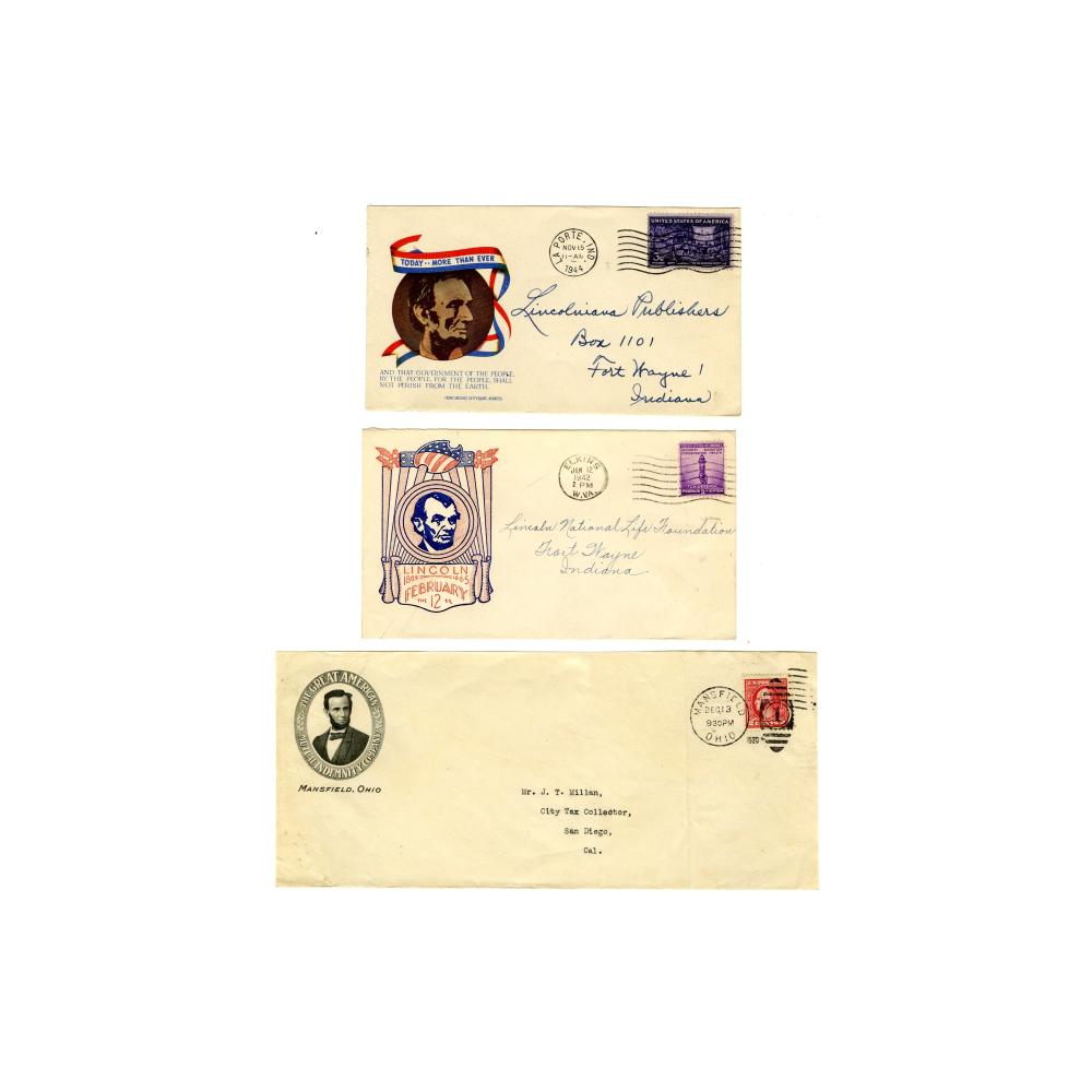 Image: Folder of Lincoln-related philatelic items