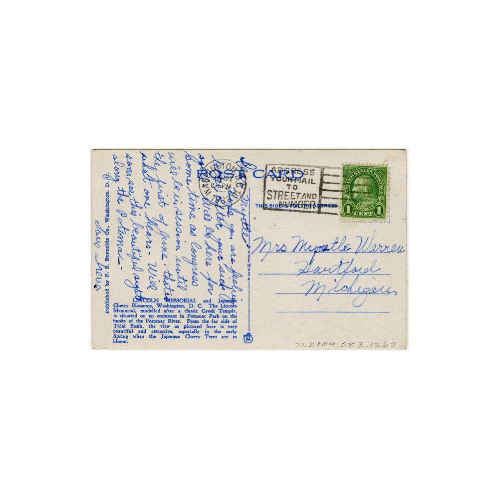 Image: Lincoln Memorial and Japanese Cherry Blossoms, Washington, D. C.